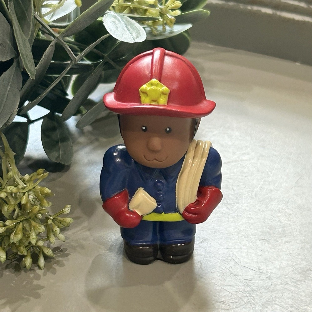 BATTAT 3" FIREMAN Fire Fighter Dark Skin Tone Adventure Hero Rare Figure Boy